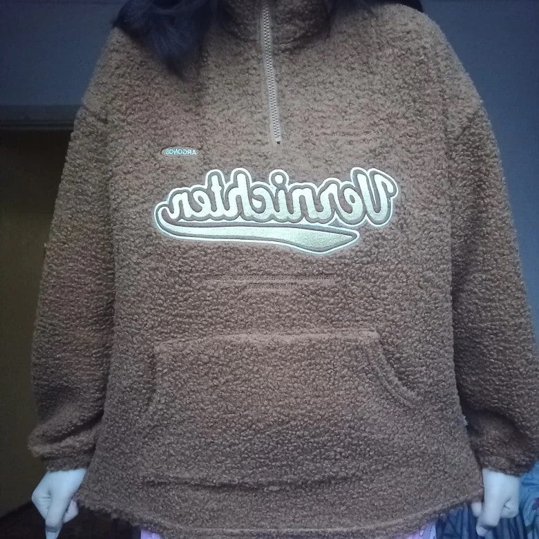 Jonas - Gemütlicher Fleece-Pullover mit Gesticktem Schriftzug