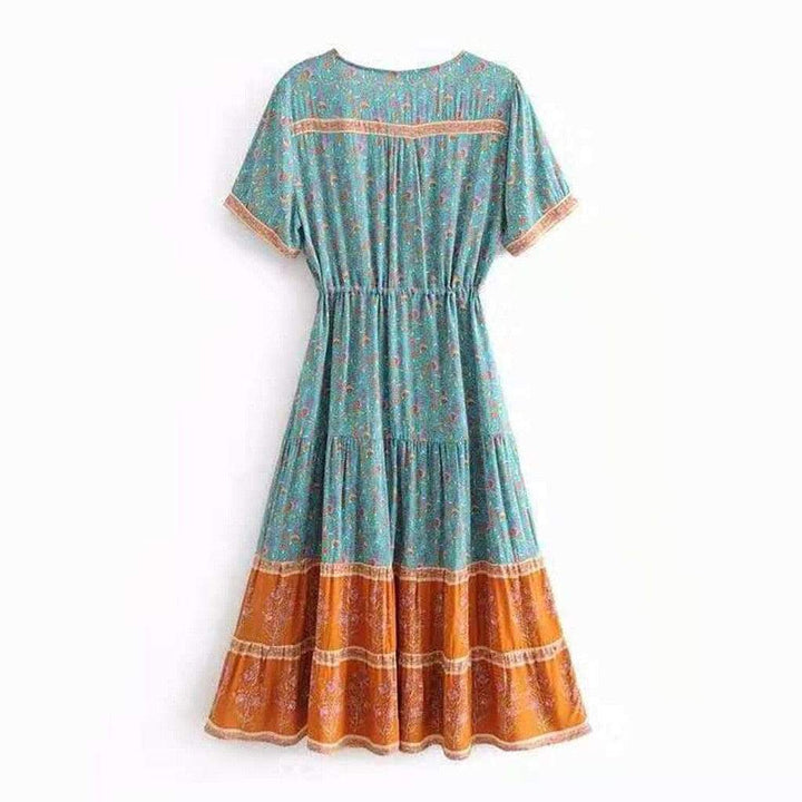 Aria - Boho-Druck Knopfleisten-Sommerkleid