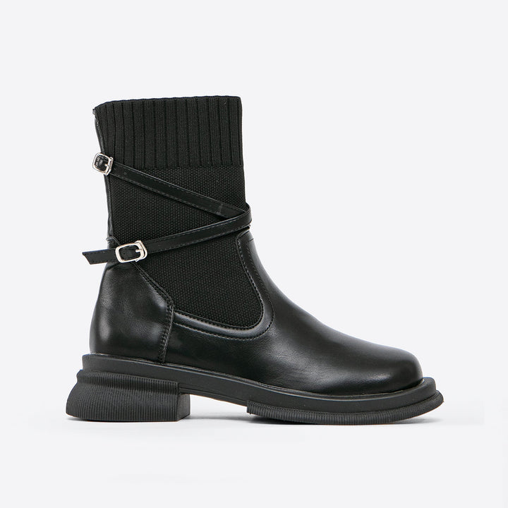 Everly - Elegante braune Stiefeletten mit Wickelriemen